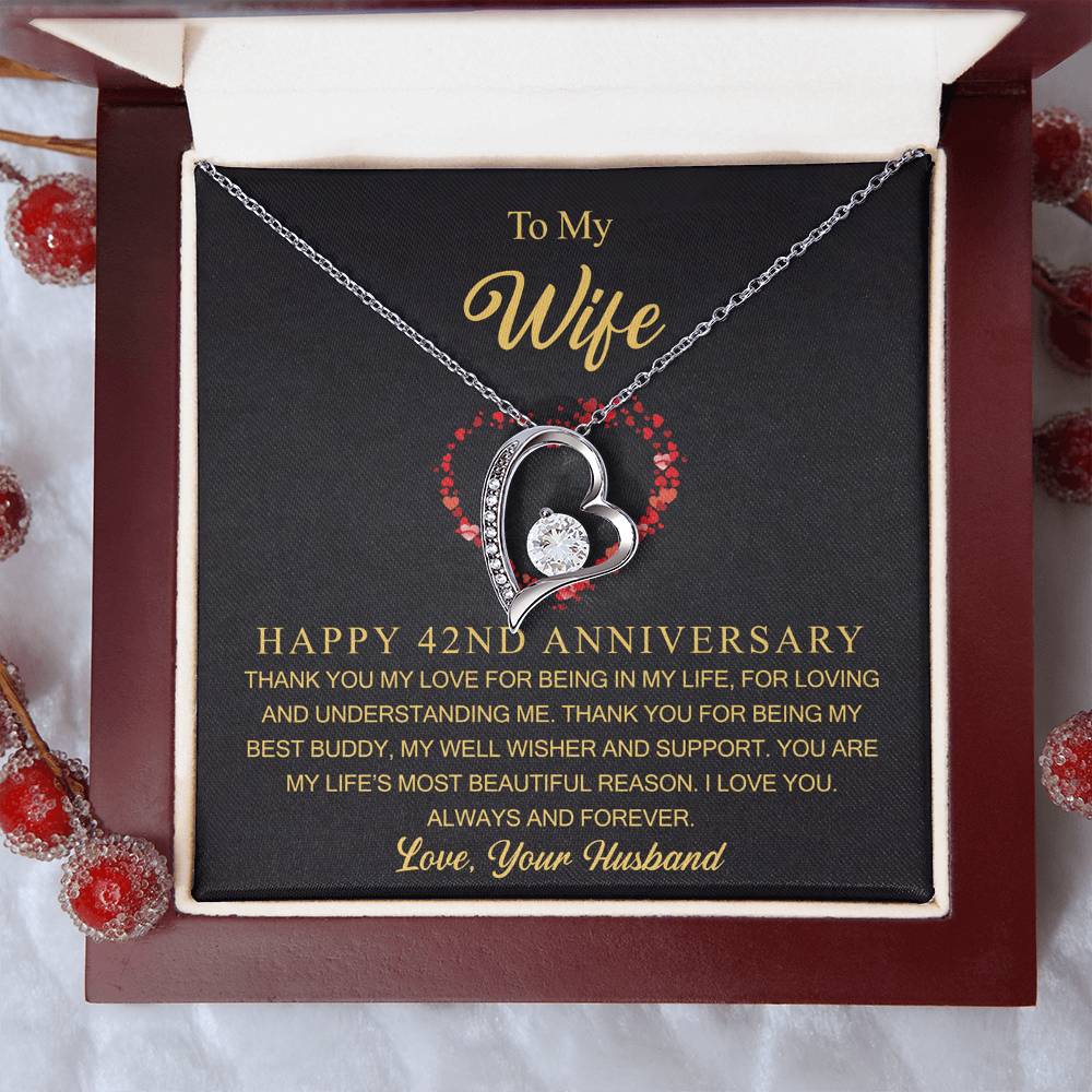 42 Year Anniversary Gift for Wife, 42nd Wedding Anniversary Necklace, 42 Years Married Gift for Wife