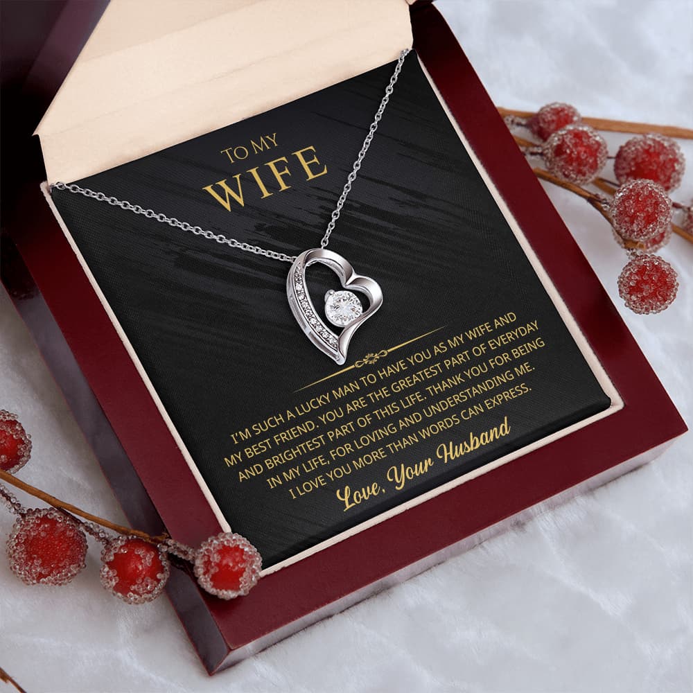 To My Wife Love Heart Necklace, Romantic Gift for Wife from Husband, Anniversary Gift for Wife Valentine's Gift