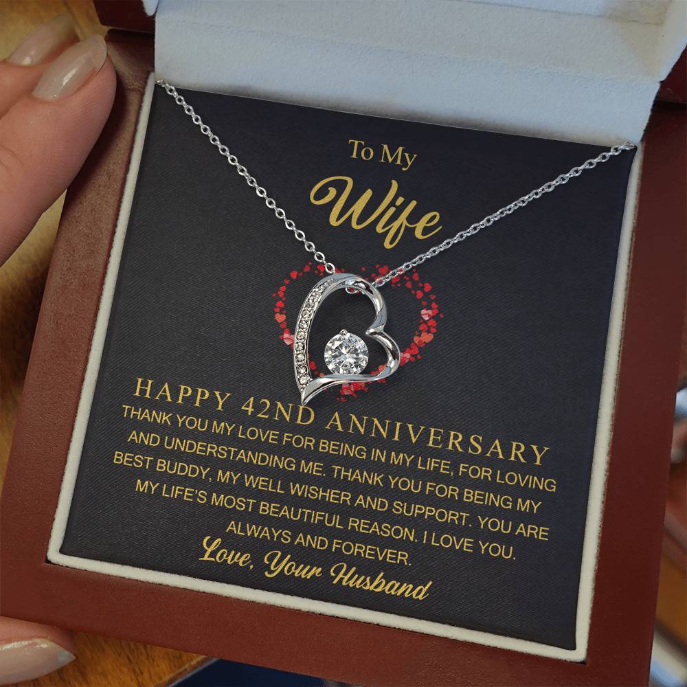 42 Year Anniversary Gift for Wife, 42nd Wedding Anniversary Necklace, 42 Years Married Gift for Wife