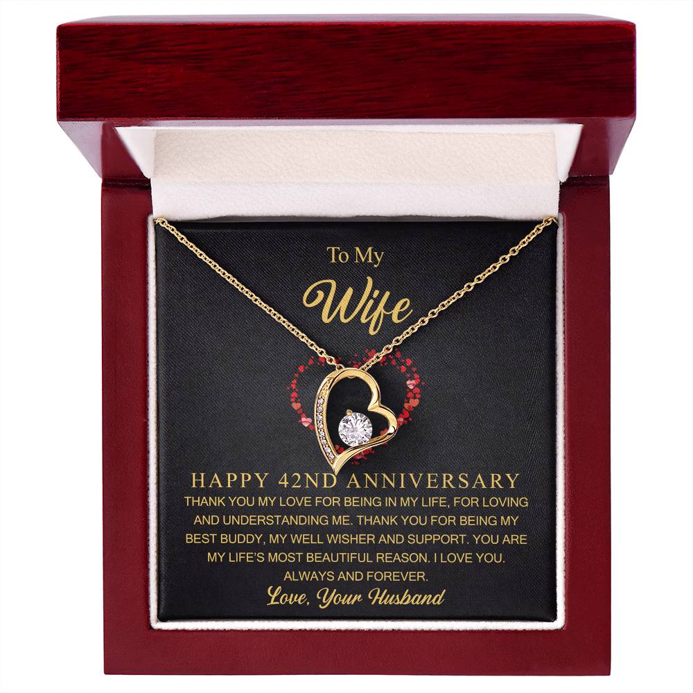 42 Year Anniversary Gift for Wife, 42nd Wedding Anniversary Necklace, 42 Years Married Gift for Wife