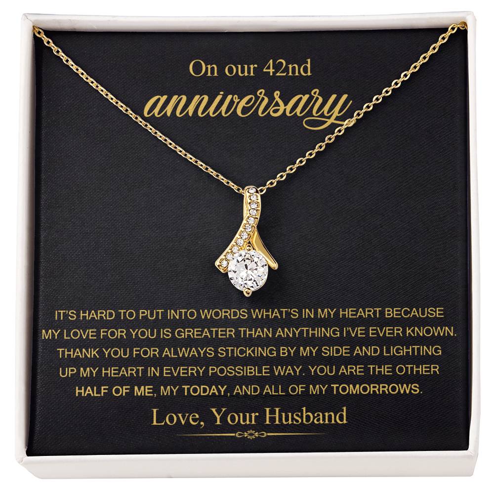 On Our 42nd Anniversary Gift for Wife, 42nd Wedding Anniversary Necklace, 42 Years Married Gift