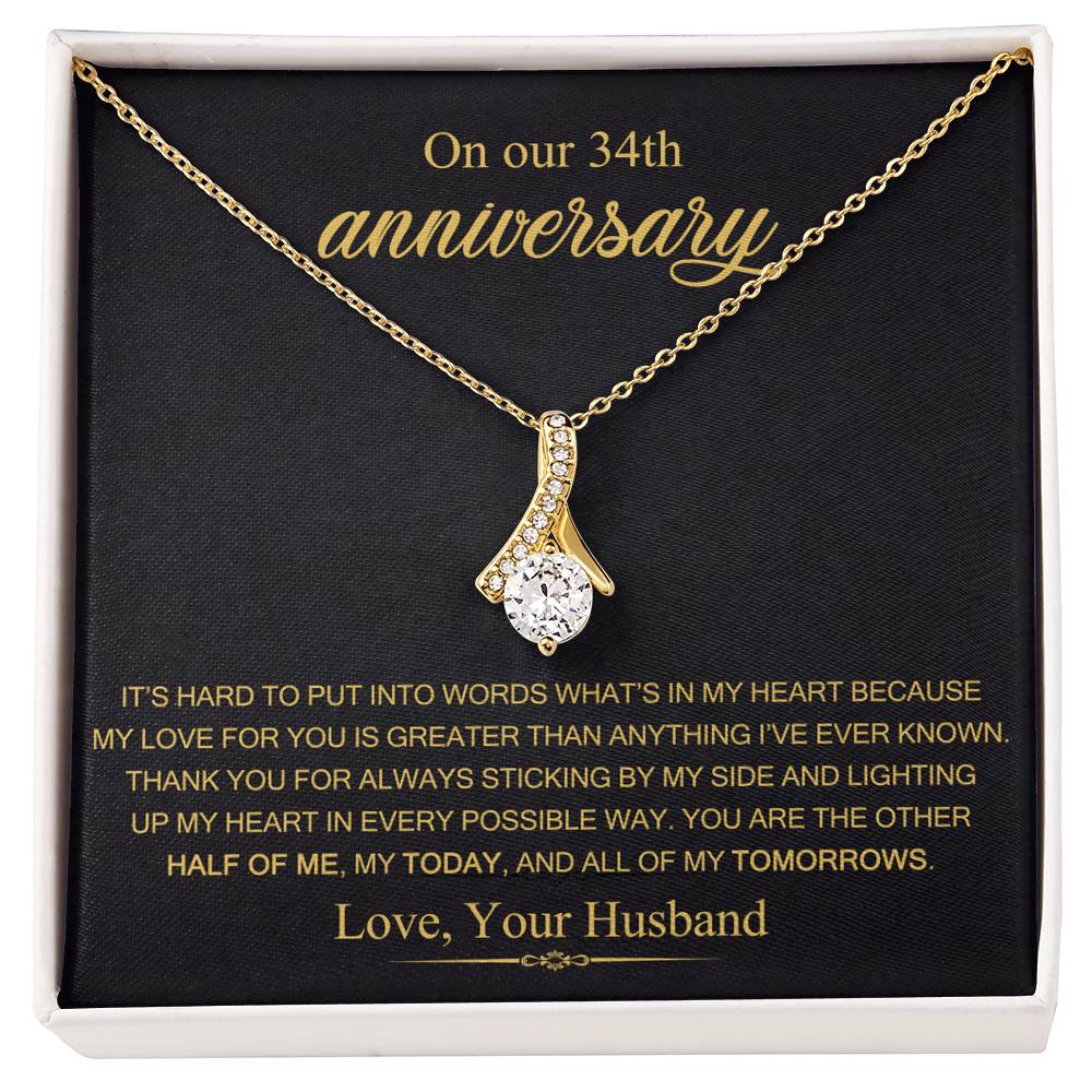 On Our 34th Anniversary Gift for Wife, 34 Years Anniversary Necklace, 34 Years Married Gift