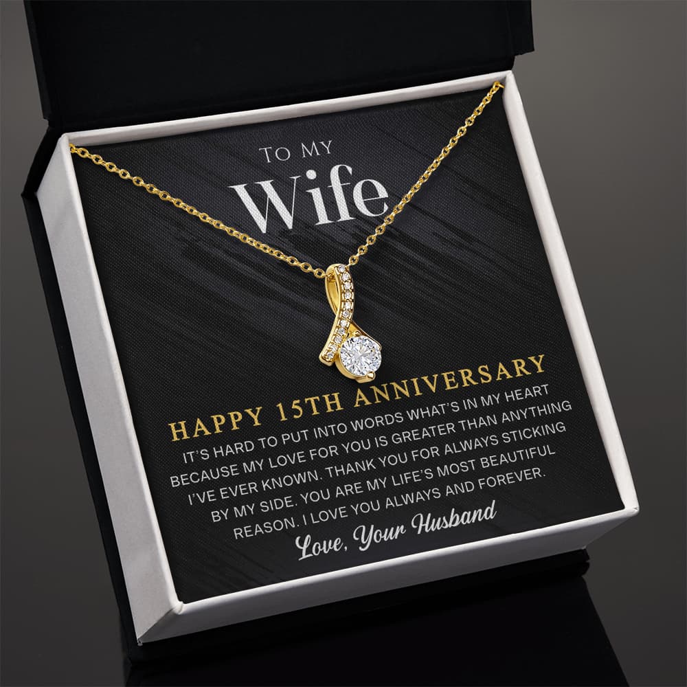 15 Year Anniversary Gift for Wife, 15th Wedding Anniversary Necklace Romantic Gift from Husband