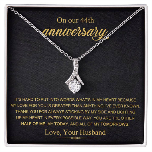 On Our 44th Anniversary Gift for Wife, 44th Wedding Anniversary Necklace, 44 Years Married Gift