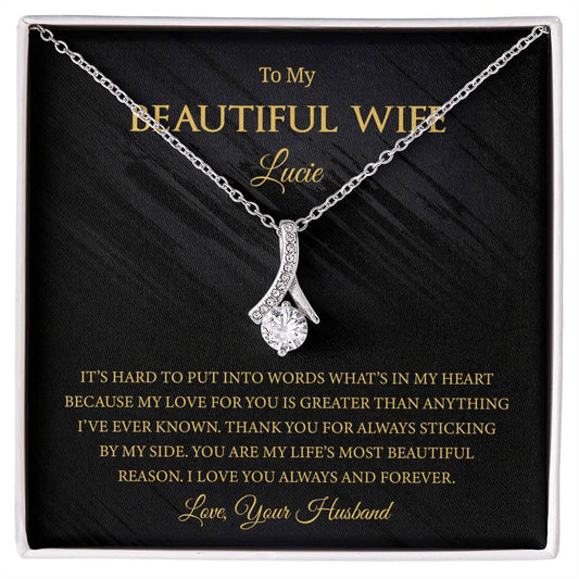 To My Beautiful Wife - It's Hard To Put Into Words Necklace, Romantic Valentine's Gift for Wife