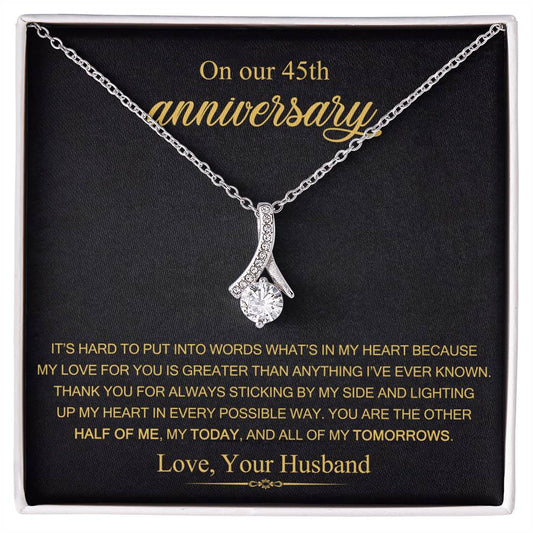 On Our 45th Anniversary Gift for Wife, 45th Wedding Anniversary Necklace, 45 Years Married Gift