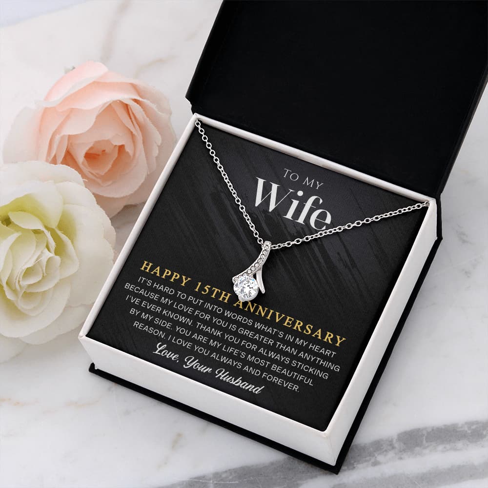 15 Year Anniversary Gift for Wife, 15th Wedding Anniversary Necklace Romantic Gift from Husband