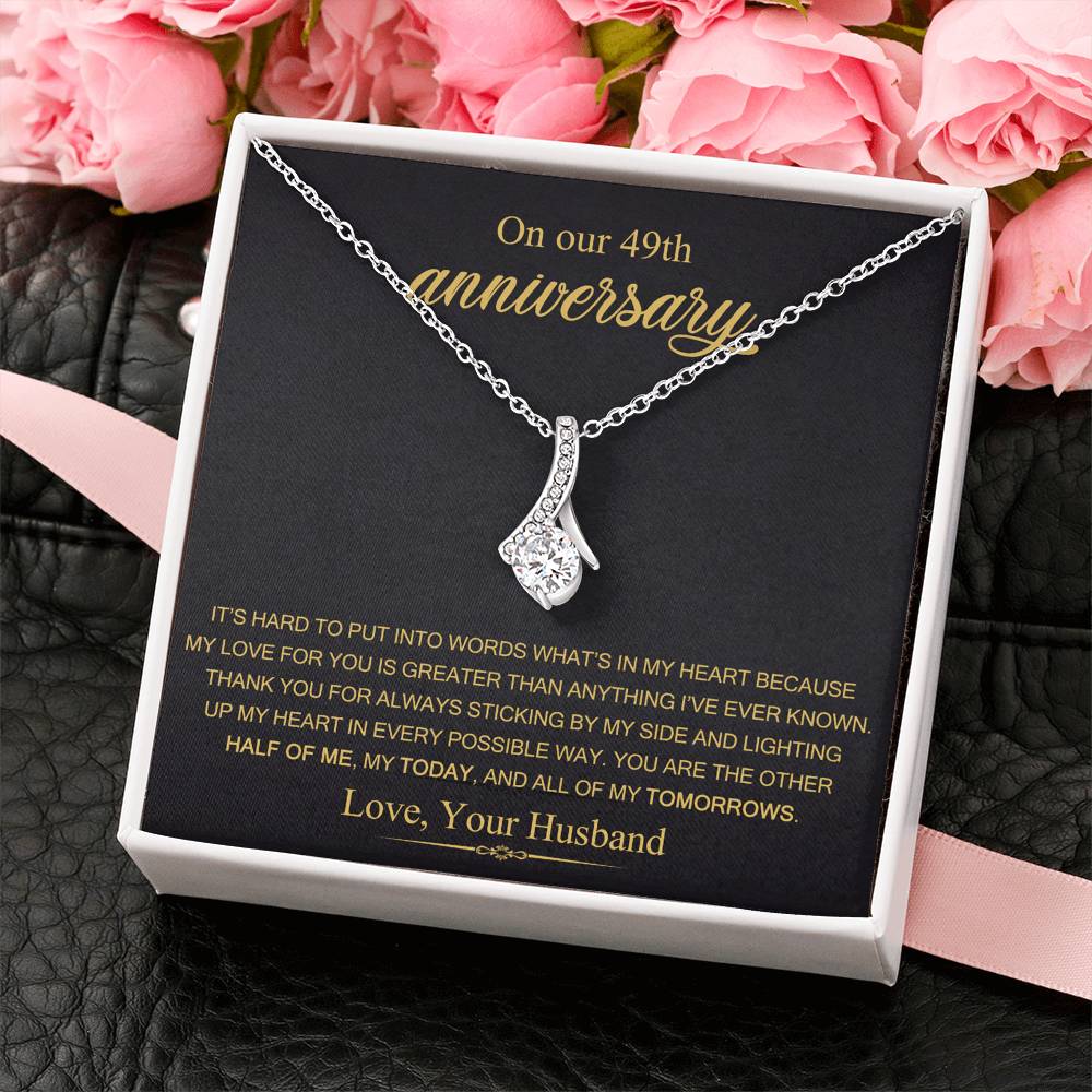 On Our 49th Anniversary Gift for Wife, 49th Wedding Anniversary Necklace, 49 Years Married Gift