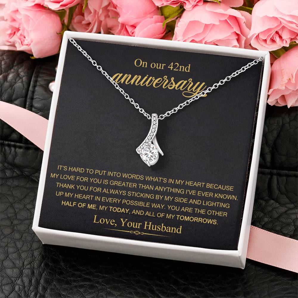 On Our 42nd Anniversary Gift for Wife, 42nd Wedding Anniversary Necklace, 42 Years Married Gift