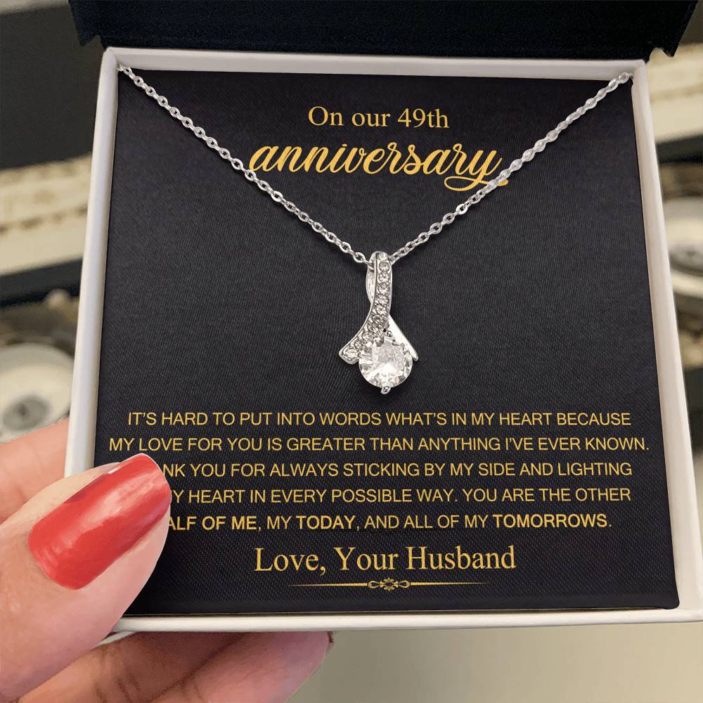 On Our 49th Anniversary Gift for Wife, 49th Wedding Anniversary Necklace, 49 Years Married Gift