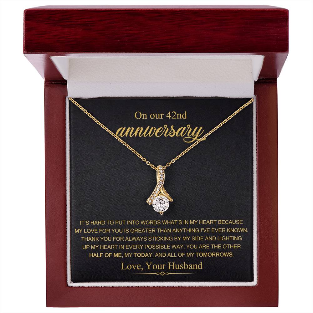 On Our 42nd Anniversary Gift for Wife, 42nd Wedding Anniversary Necklace, 42 Years Married Gift