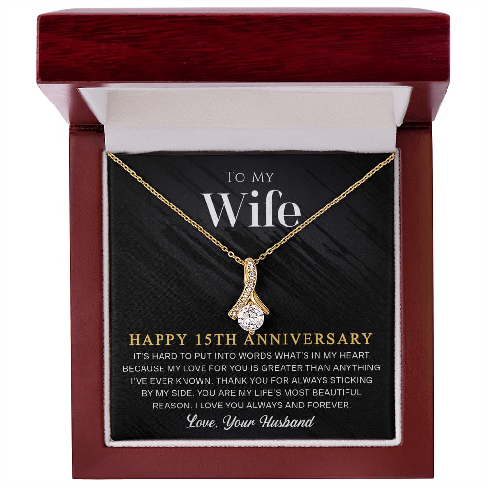 15 Year Anniversary Gift for Wife, 15th Wedding Anniversary Necklace Romantic Gift from Husband