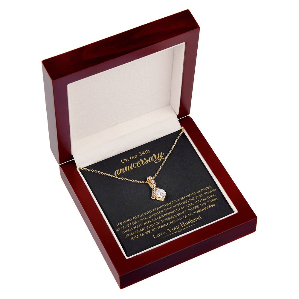 On Our 34th Anniversary Gift for Wife, 34 Years Anniversary Necklace, 34 Years Married Gift