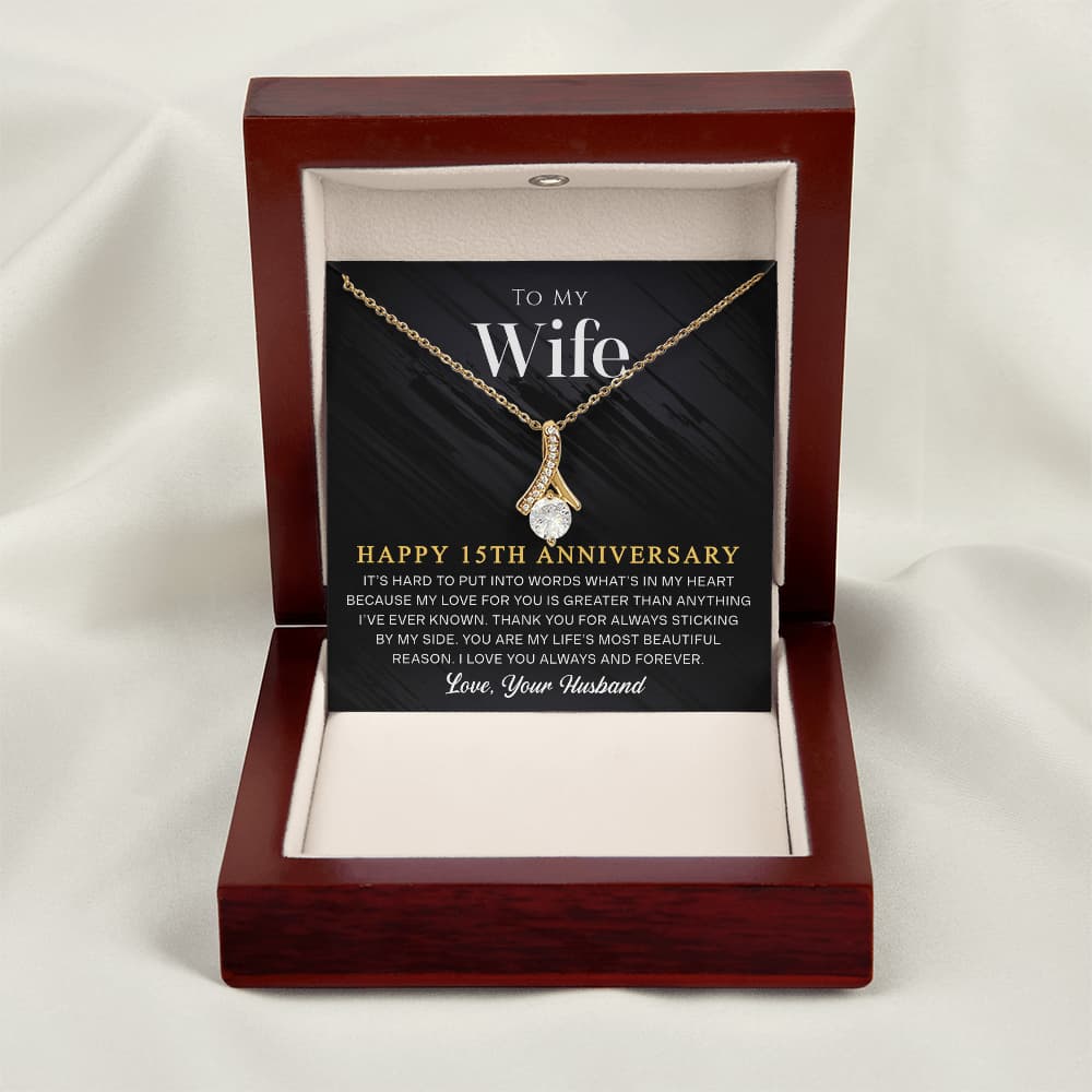 15 Year Anniversary Gift for Wife, 15th Wedding Anniversary Necklace Romantic Gift from Husband