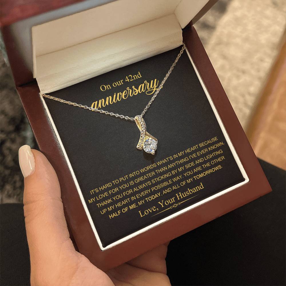 On Our 42nd Anniversary Gift for Wife, 42nd Wedding Anniversary Necklace, 42 Years Married Gift