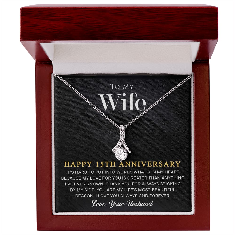 15 Year Anniversary Gift for Wife, 15th Wedding Anniversary Necklace Romantic Gift from Husband