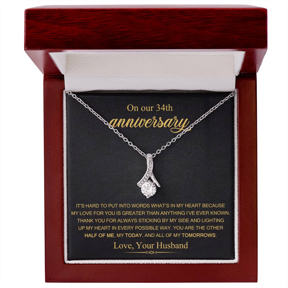 On Our 34th Anniversary Gift for Wife, 34 Years Anniversary Necklace, 34 Years Married Gift