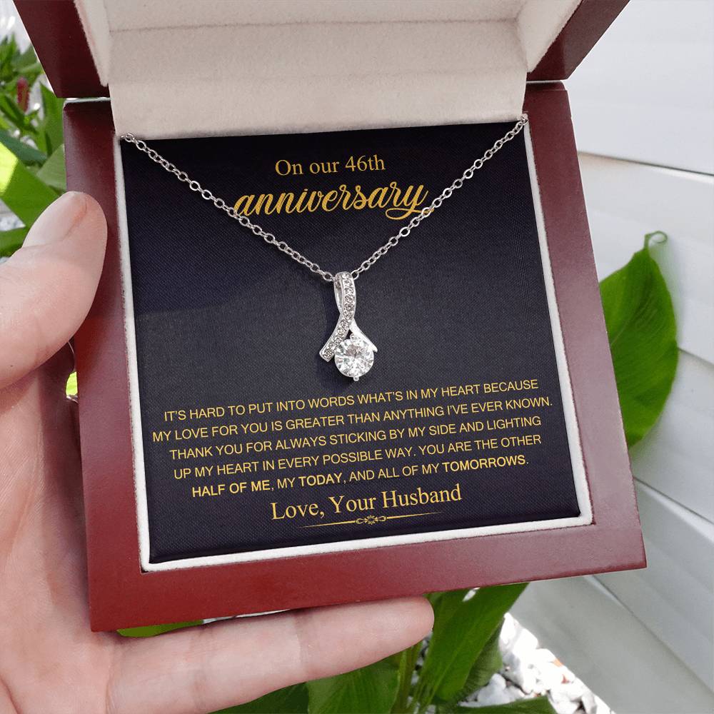 On Our 46th Anniversary Gift for Wife, 46th Wedding Anniversary Necklace, 46 Years Married Gift