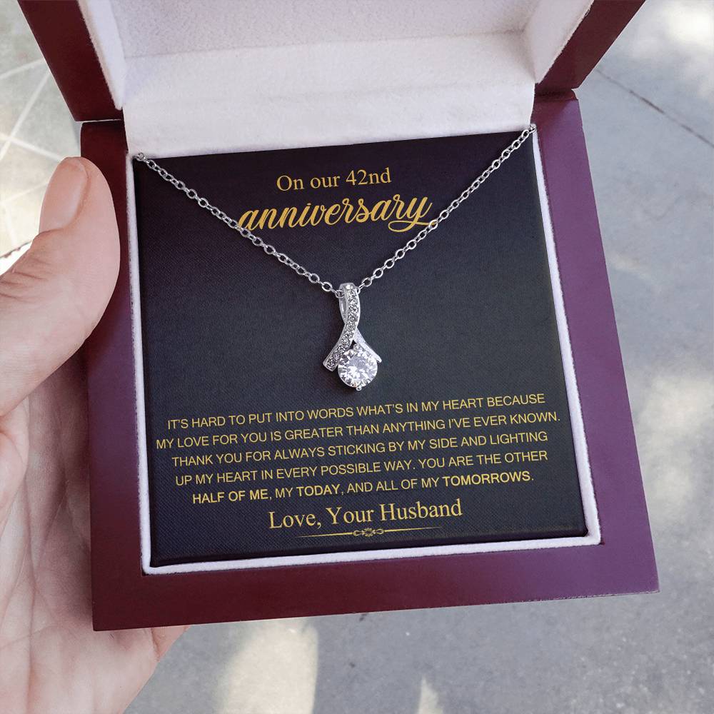 On Our 42nd Anniversary Gift for Wife, 42nd Wedding Anniversary Necklace, 42 Years Married Gift