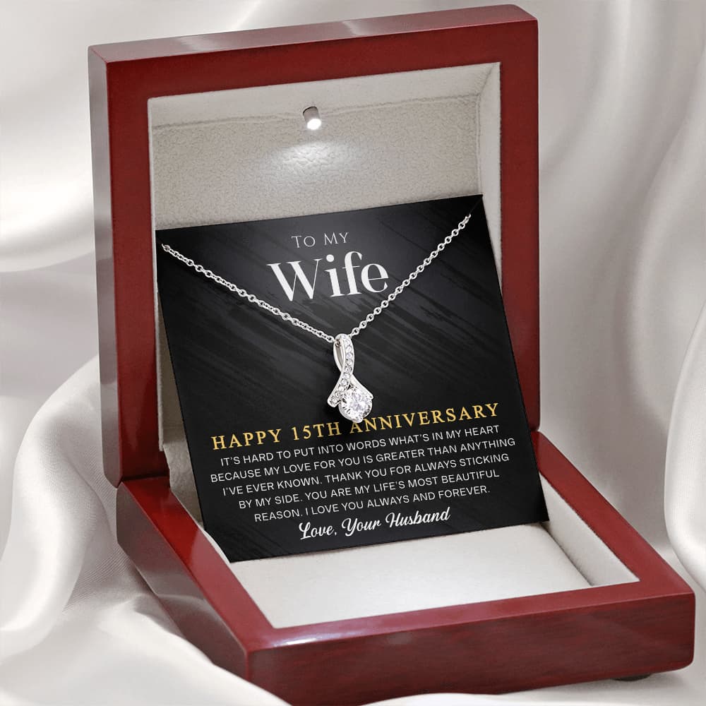 15 Year Anniversary Gift for Wife, 15th Wedding Anniversary Necklace Romantic Gift from Husband