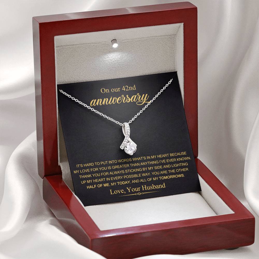 On Our 42nd Anniversary Gift for Wife, 42nd Wedding Anniversary Necklace, 42 Years Married Gift