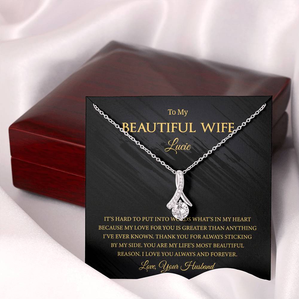 To My Beautiful Wife - It's Hard To Put Into Words Necklace, Romantic Valentine's Gift for Wife