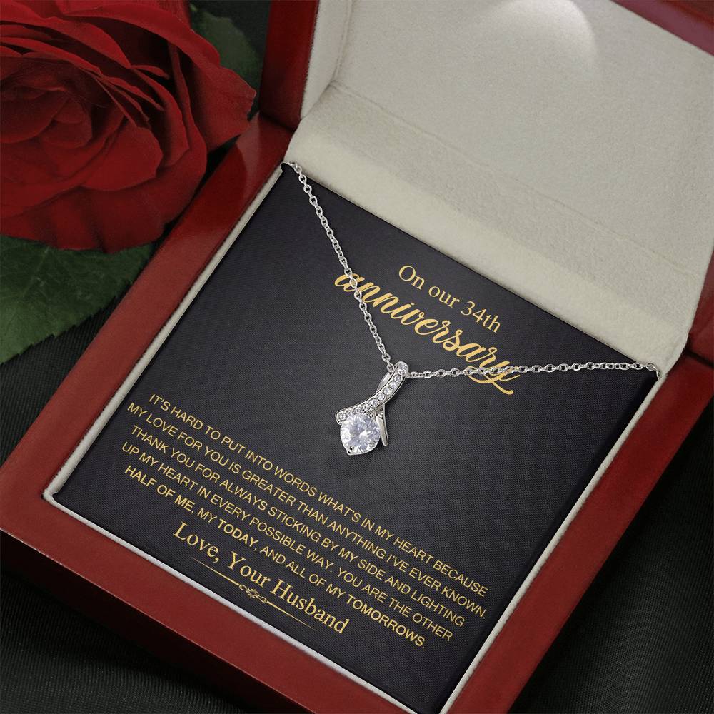 On Our 34th Anniversary Gift for Wife, 34 Years Anniversary Necklace, 34 Years Married Gift