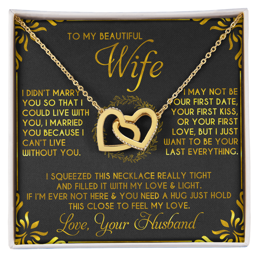 To My Beautiful  Wife Interlocking Hearts Necklace- Gift For Wife Gift Ideas Jewellery Wife Birthday Gift Anniversary, Wedding Gift For My Wife
