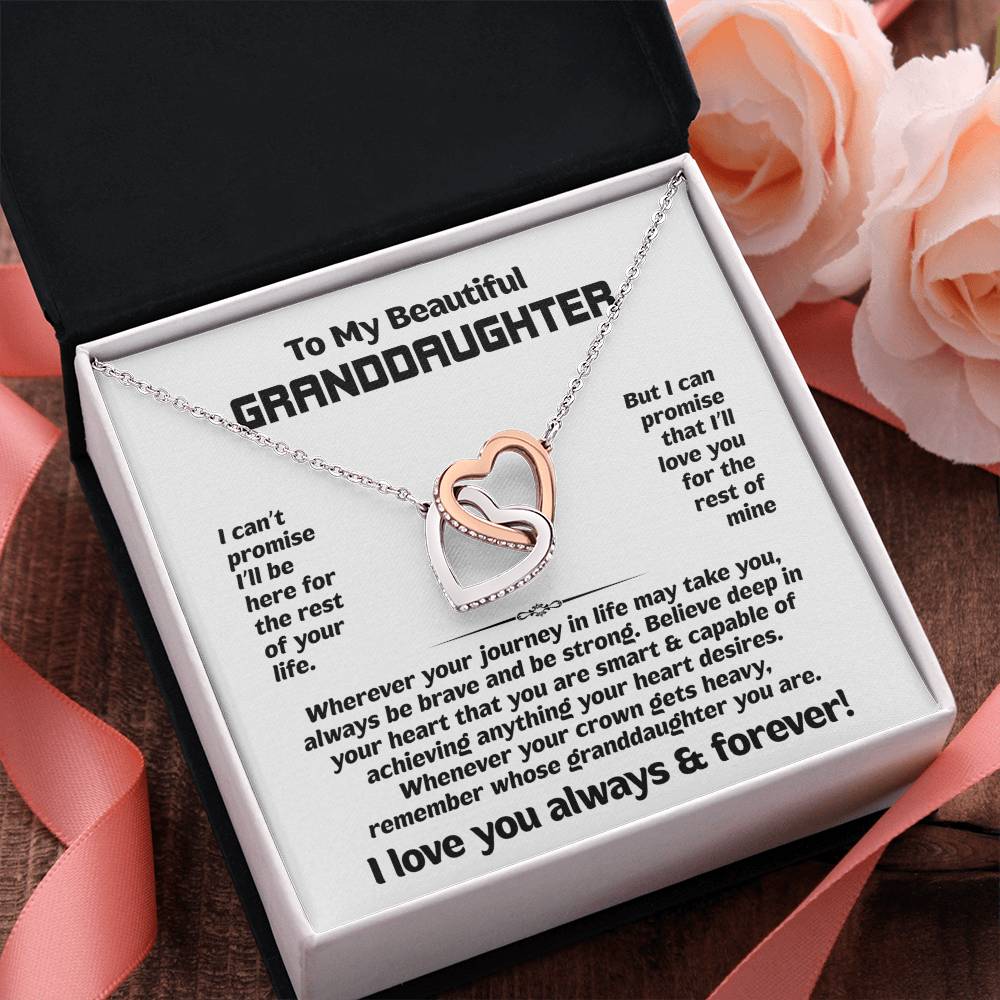 To My Beautiful Granddaughter Interlocking Heart Necklace, Special Gift To Granddaughter Jewelry