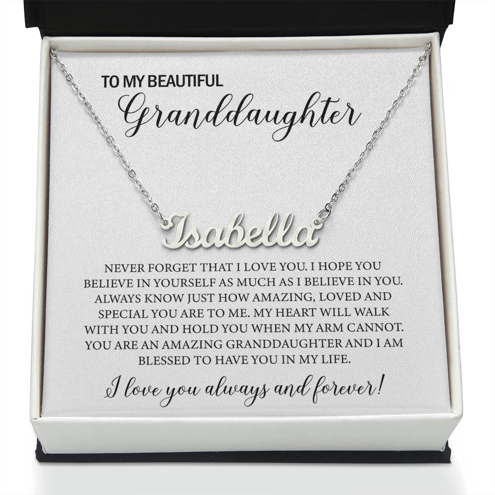 To My Beautiful Granddaughter Name Necklace, Personalized Gift for Granddaughter Jewelry