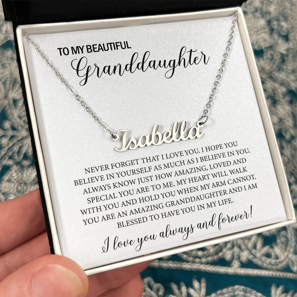 To My Beautiful Granddaughter Name Necklace, Personalized Gift for Granddaughter Jewelry