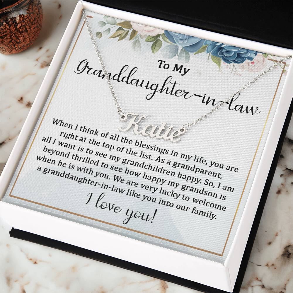 To My Granddaughter In Law Custom Name Necklace, Gift for Granddaughter In Law Wedding Day