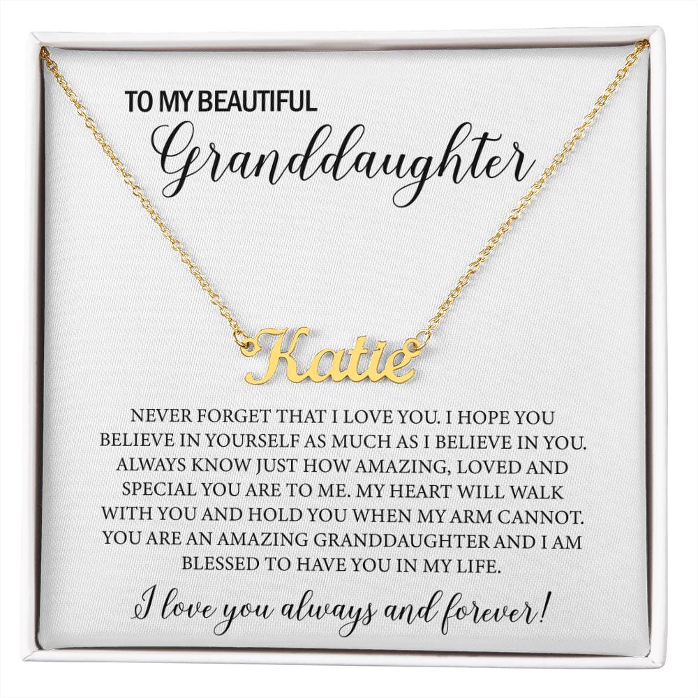 To My Beautiful Granddaughter Name Necklace, Personalized Gift for Granddaughter Jewelry