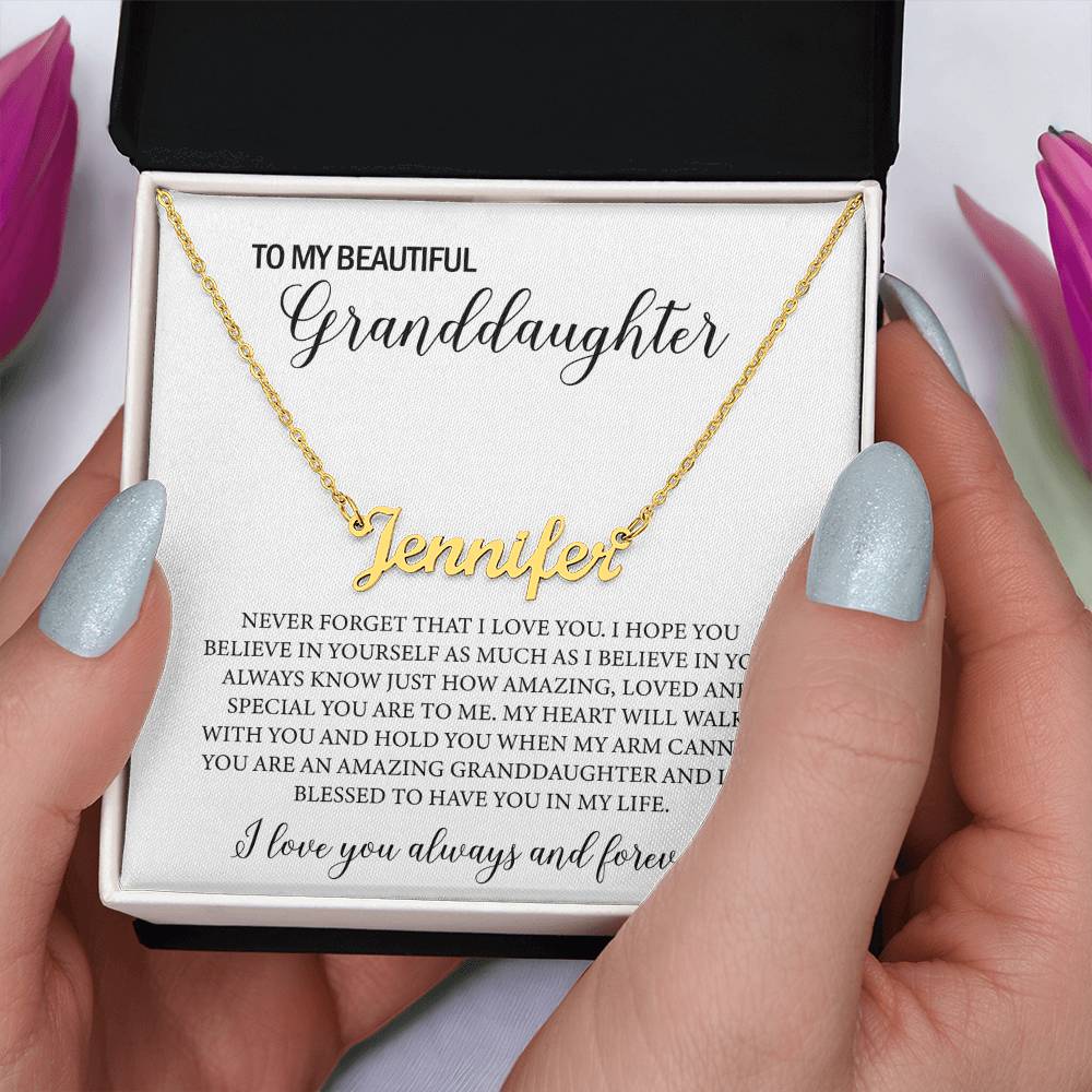 To My Beautiful Granddaughter Name Necklace, Personalized Gift for Granddaughter Jewelry