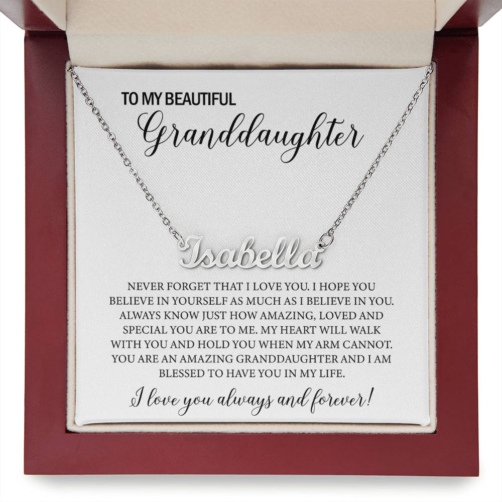 To My Beautiful Granddaughter Name Necklace, Personalized Gift for Granddaughter Jewelry