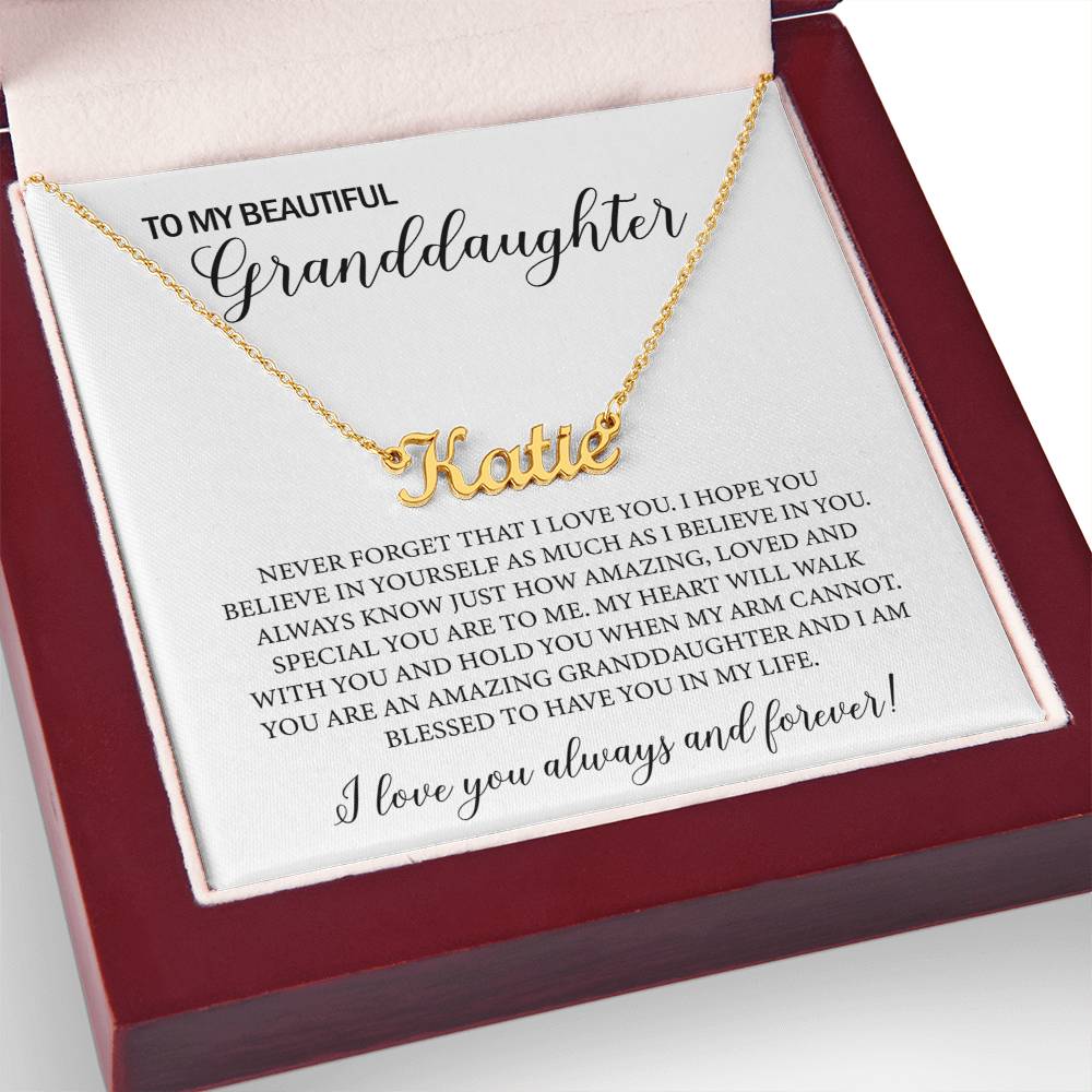 To My Beautiful Granddaughter Name Necklace, Personalized Gift for Granddaughter Jewelry