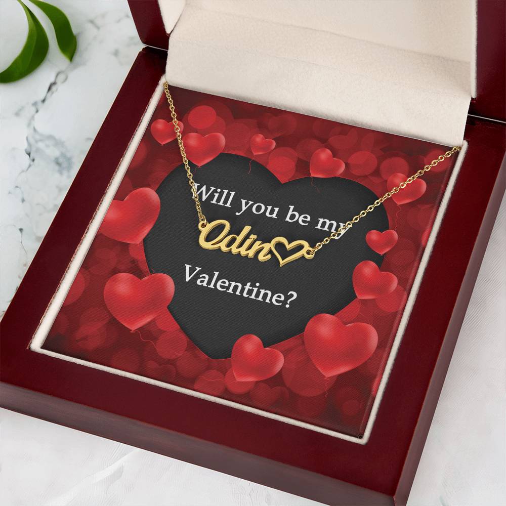 Will You Be My Valentine Heart Name Necklace, Valentine's Day Gift for Her, Custom Valentine Gift for Girlfriend