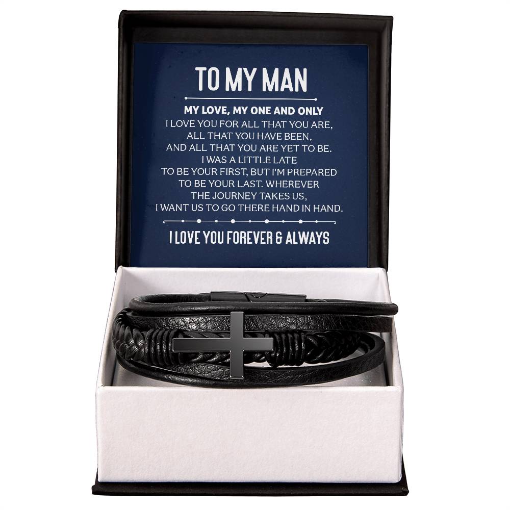 To My Man Cross Bracelet, Special Gift for Him, Boyfriend Gift, Husband Gift, Valentine's Gift for Him