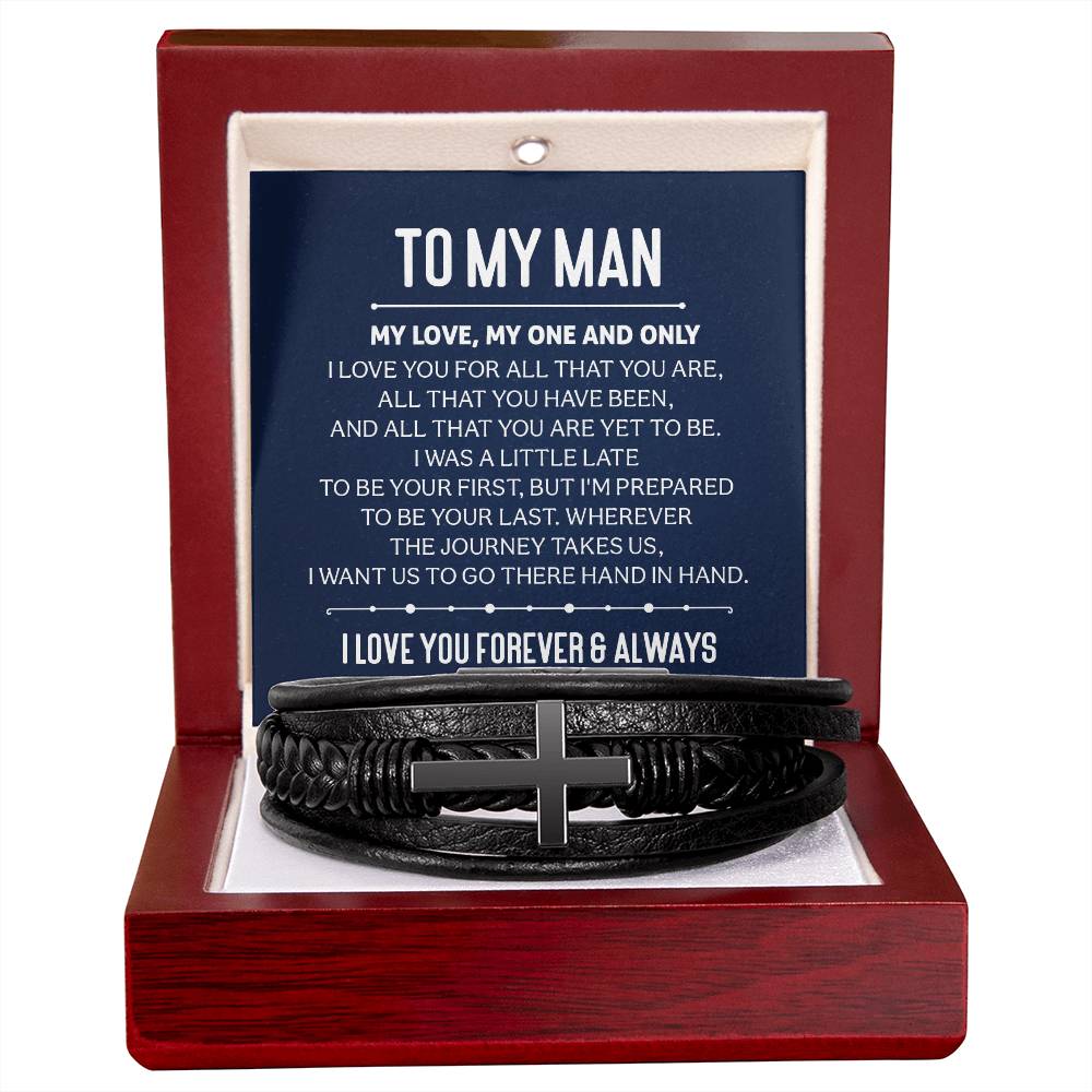 To My Man Cross Bracelet, Special Gift for Him, Boyfriend Gift, Husband Gift, Valentine's Gift for Him