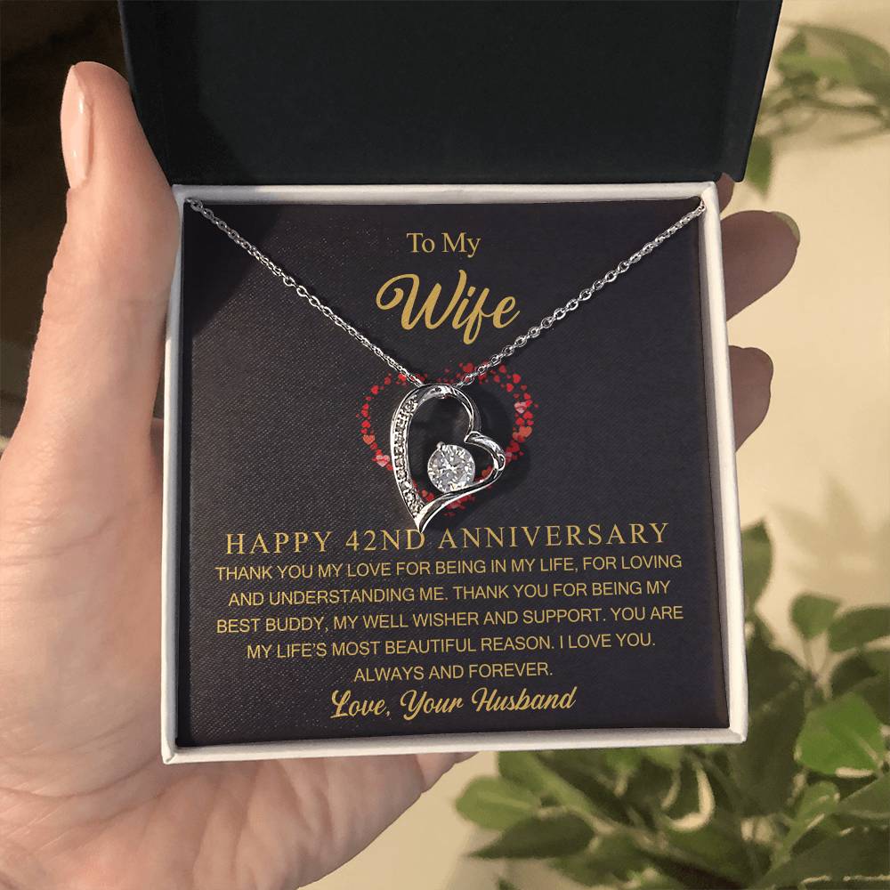 42 Year Anniversary Gift for Wife, 42nd Wedding Anniversary Necklace, 42 Years Married Gift for Wife