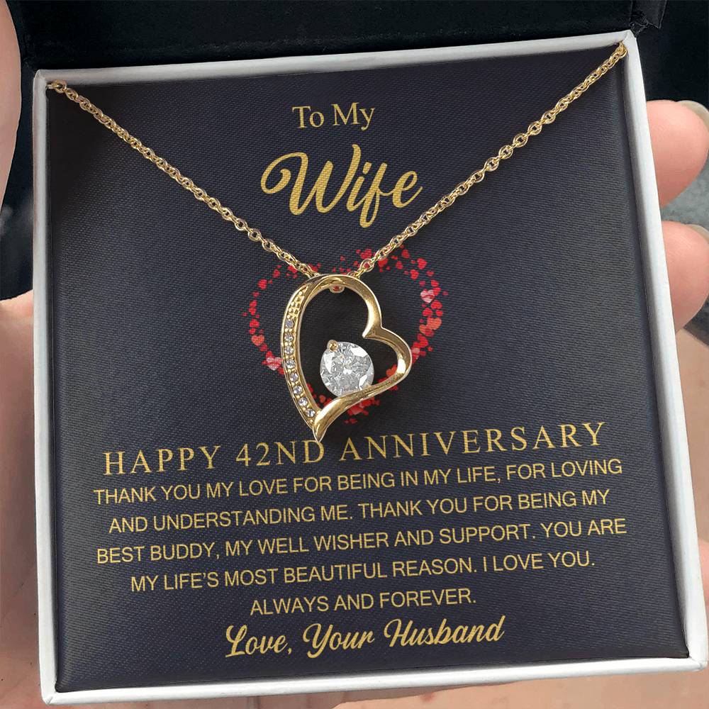 42 Year Anniversary Gift for Wife, 42nd Wedding Anniversary Necklace, 42 Years Married Gift for Wife