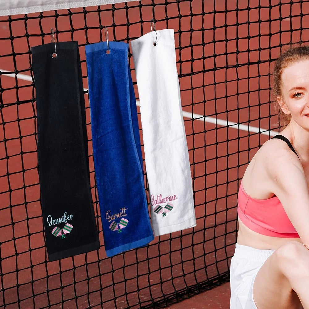 Personalized Embroidered Pickleball Towel Cotton, Gift for Pickleball Lovers