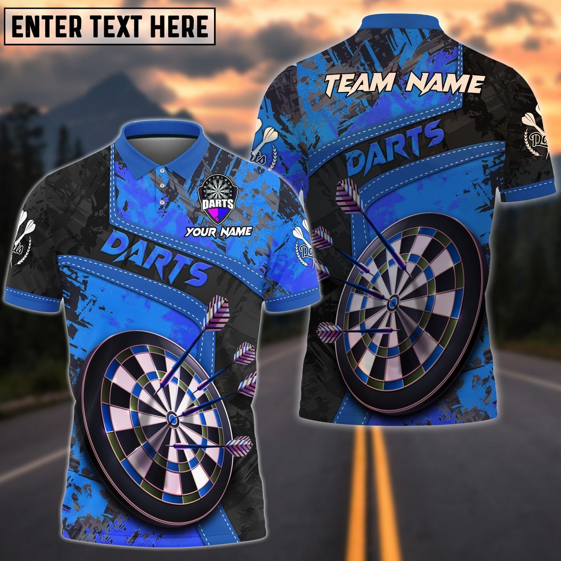 Darts Board Blue Personalized Name & Team Name 3D Shirts For Dart Team Player
