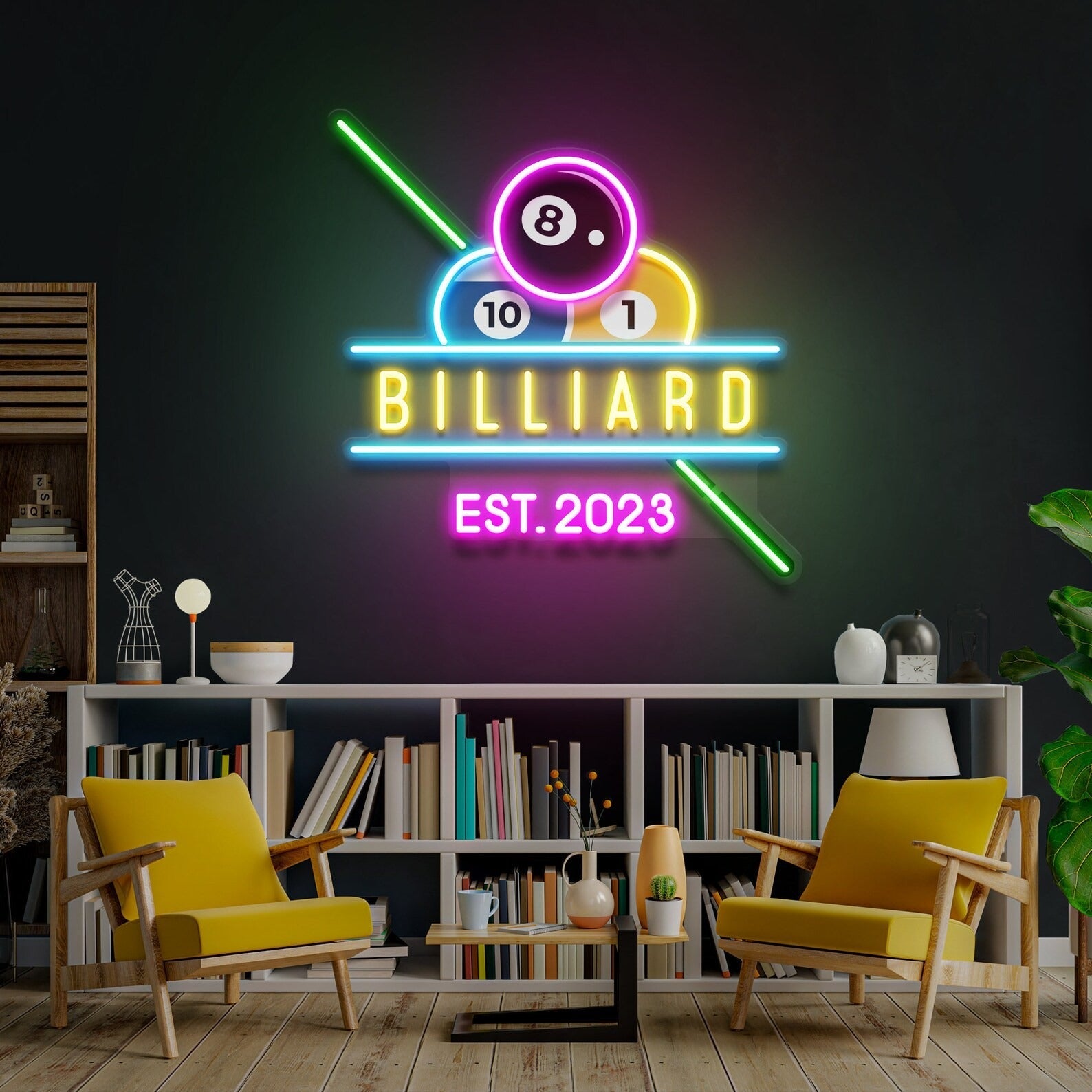 Billiards LED Neon Wall Sign, Custom Billiard Neon Sign, Home Decor