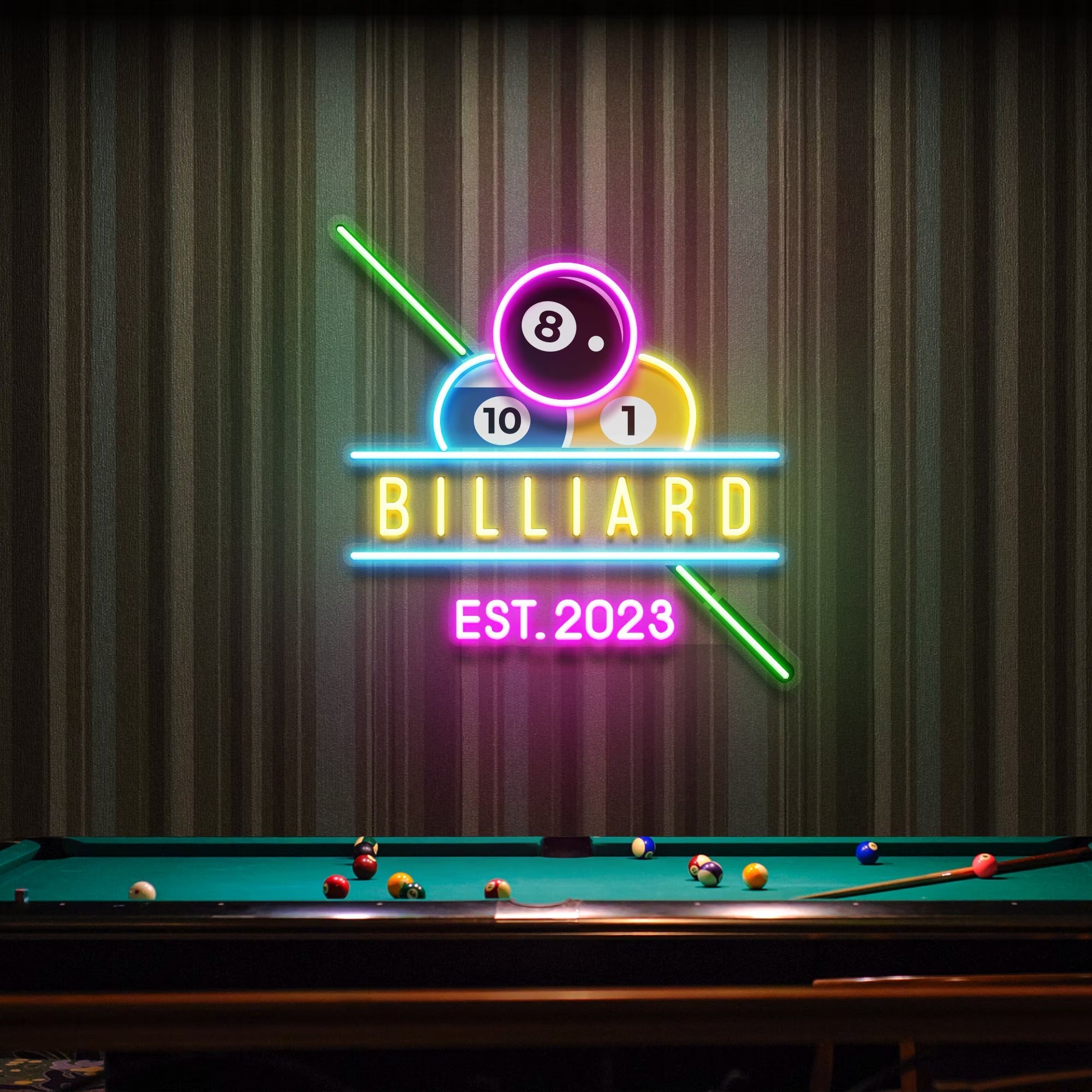 Billiards LED Neon Wall Sign, Custom Billiard Neon Sign, Home Decor
