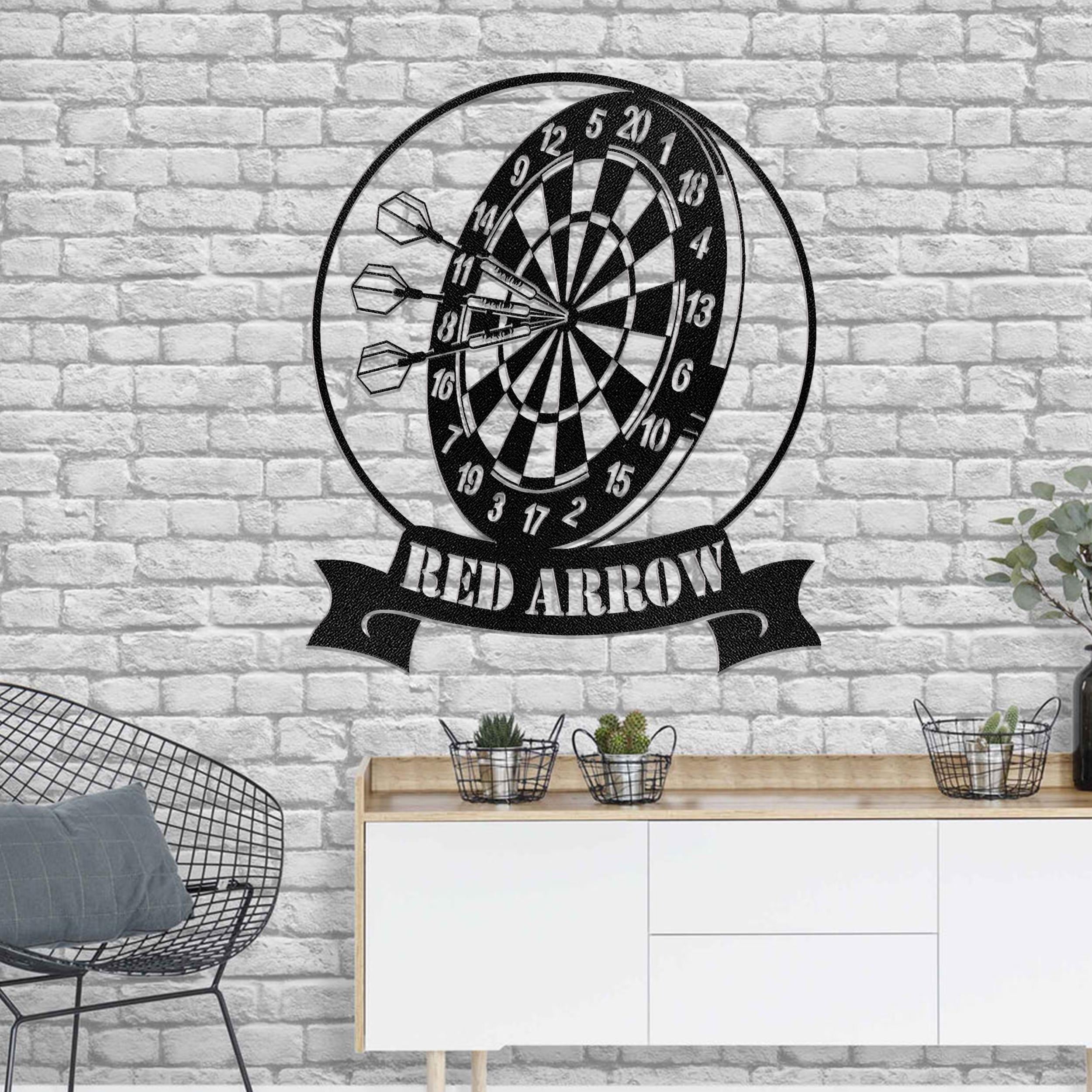 Dartboard Metal Sign – Personalized LED Wall Light for Game Room or Bar Decor