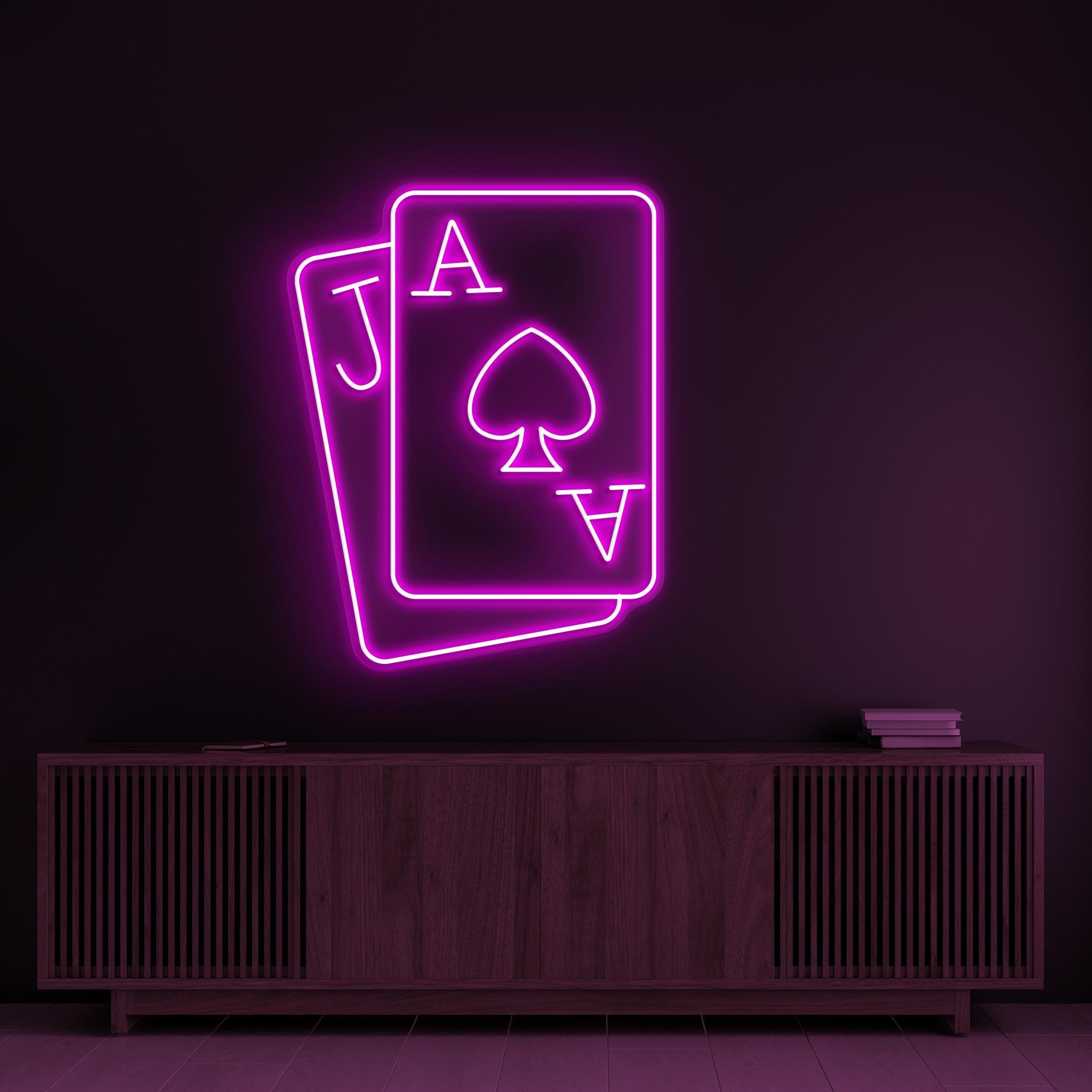 Custom Color Ace & Jack Neon Light - Casino Style LED Sign For Poker, Casino Led Light Wall Art, Poker Room Wall Decor