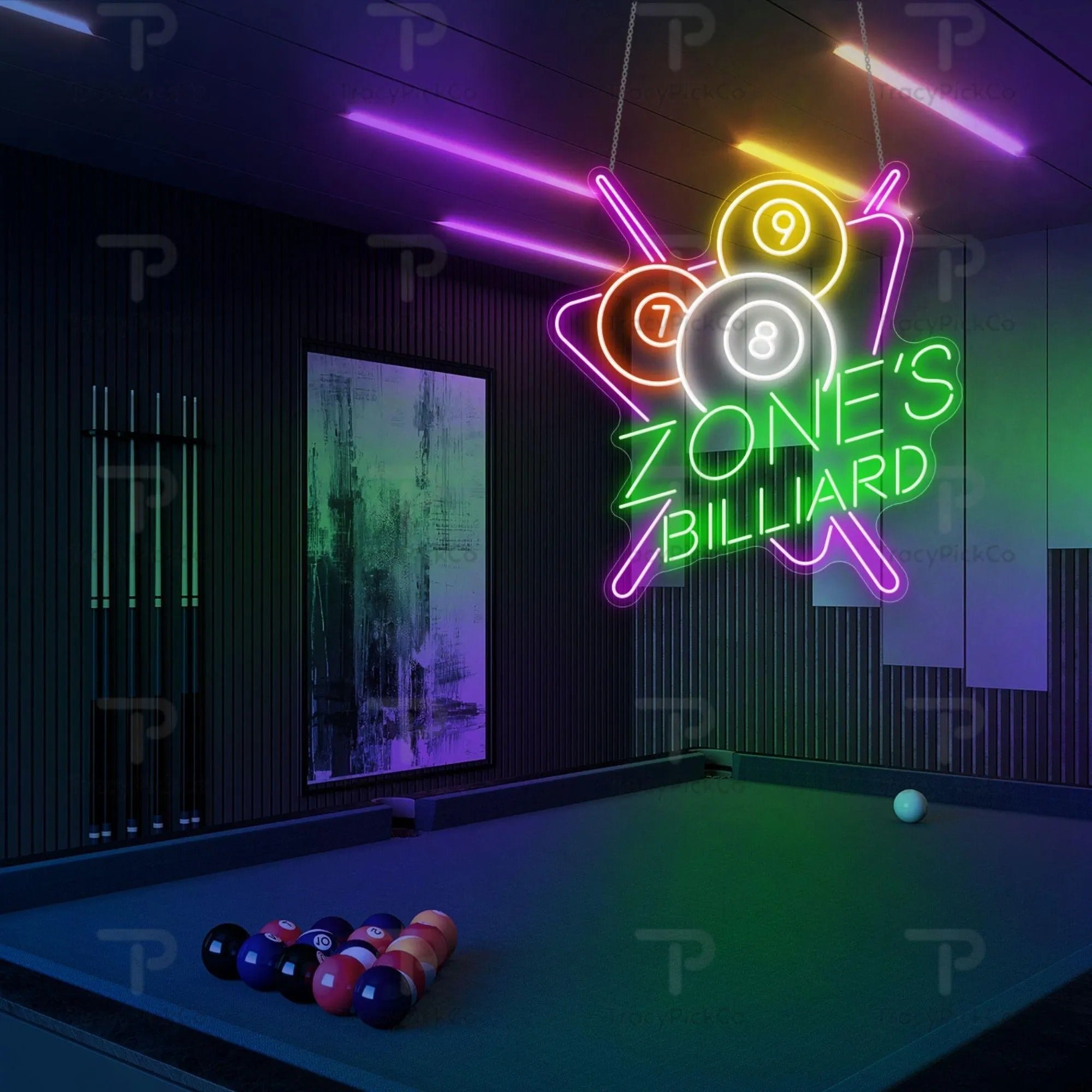 Personalized Billiards Neon Sign, Billiard Neon Sign Wall Decor For Game Room Or Bar