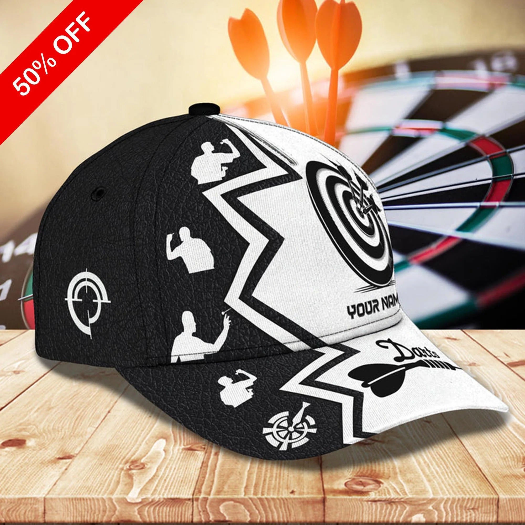 Personalized Dartboard Hat For Dart Players, Custom Name Darts Cap, Gift For Dart Lover