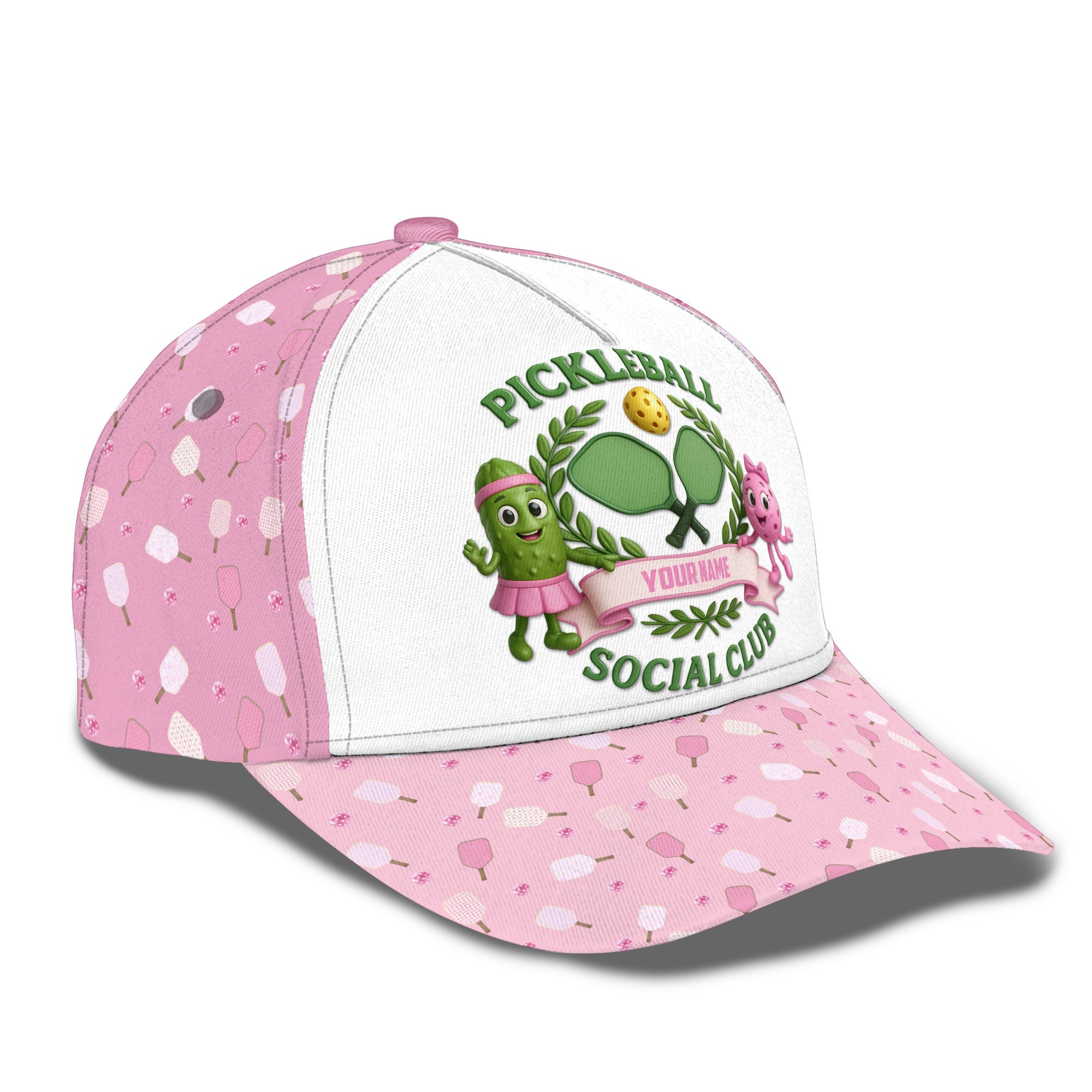 Pink Pickleball Social Club Hat For Women, Custom Name Pickleball Cap, Funny Pickleball Hat For Players